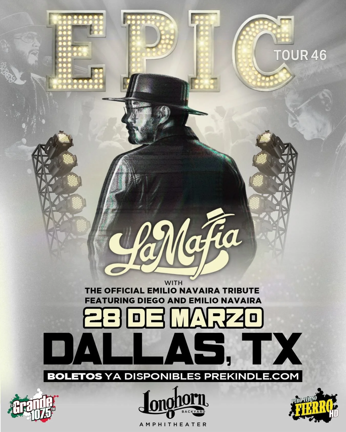 Don&rsquo;t miss @lamafia with @emilionavairaofficial featuring @diegonavaira and @ecn_iv at the Longhorn Backyard Amphitheater on March 28th presented by @lagrande1075 and @fierrohd. Tickets available now online at Prekindle.com.