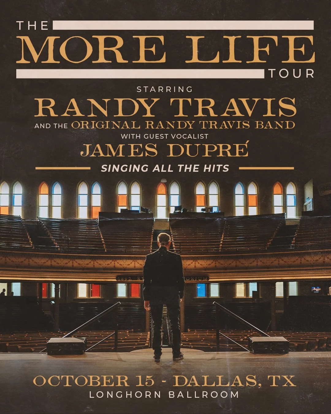JUST ANNOUNCED: @therandytravis: More Life Tour with Guest Vocalist @jamesdupre is coming to the Longhorn Ballroom on October 15. Use code LONGHORN26 to access the presale on Thursday May 28, 2026 at 10:00 AM , online at AXS.com #longhornballroom