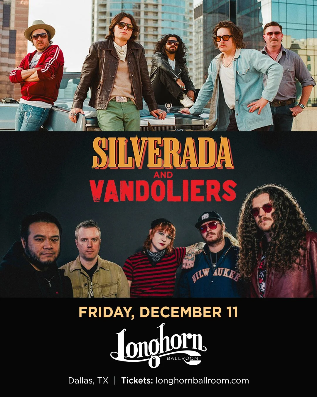 JUST ANNOUNCED: @silverada and @vandoliers at Longhorn Ballroom on Friday, December 11. Use code LONGHORN26 to access the presale on  Thursday, October 1 at 10 AM, online at AXS.com #longhornballroom