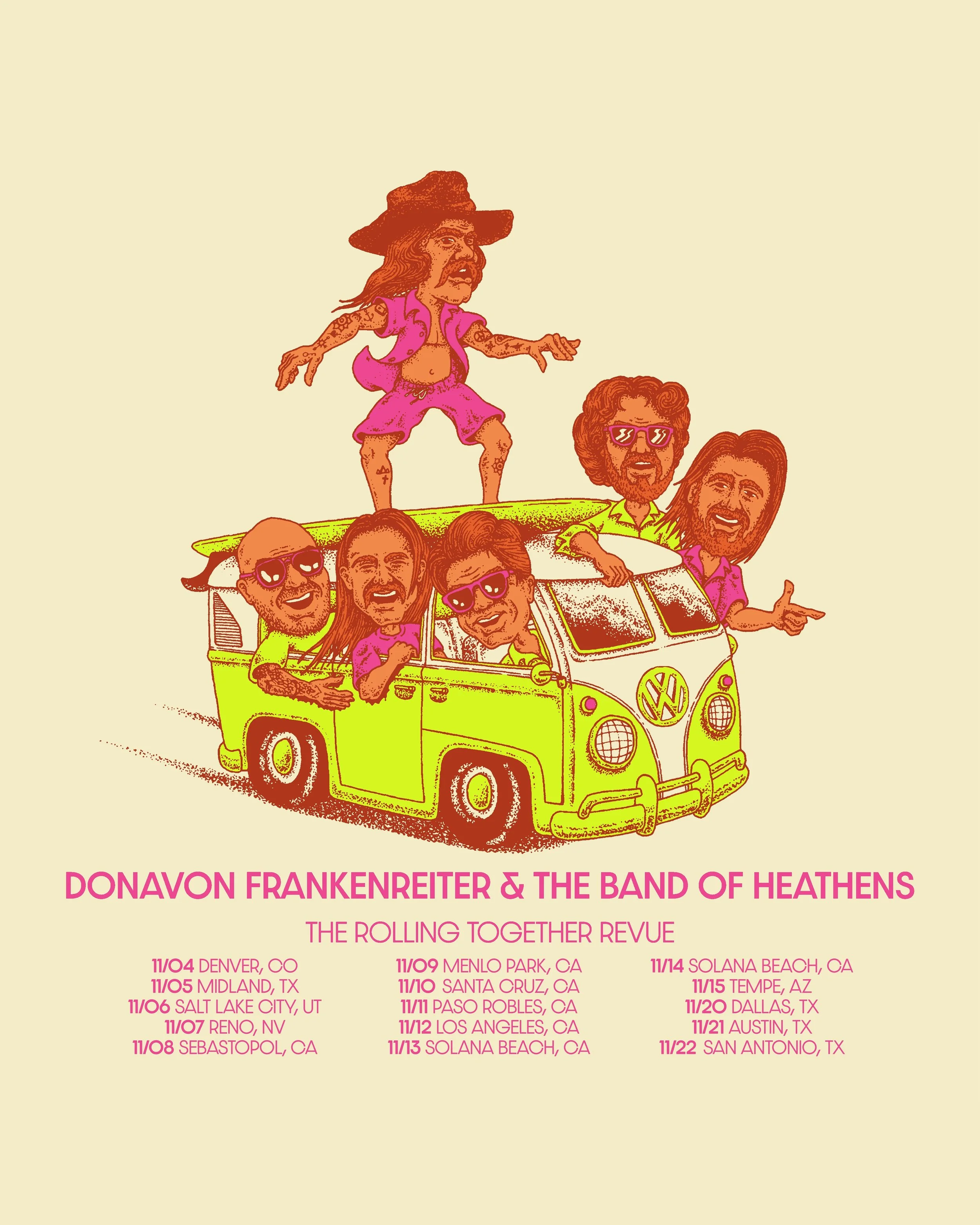 TICKET GIVEAWAY: Howdy, music lovers! 🎶 @donavon_frankenreiter and @bandofheathens are headed our way on November 20th, and we're celebrating with a giveaway!

One lucky winner gets a pair of tickets plus a limited-edition print of the tour artwork.