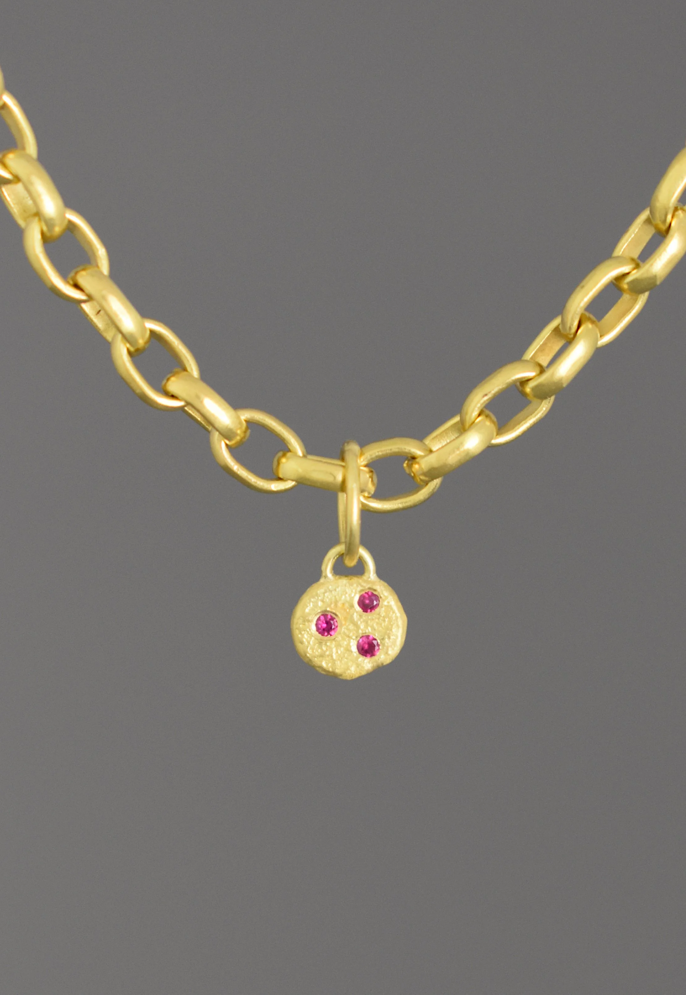 Mini Ruby Cookie Pendant, 18k gold