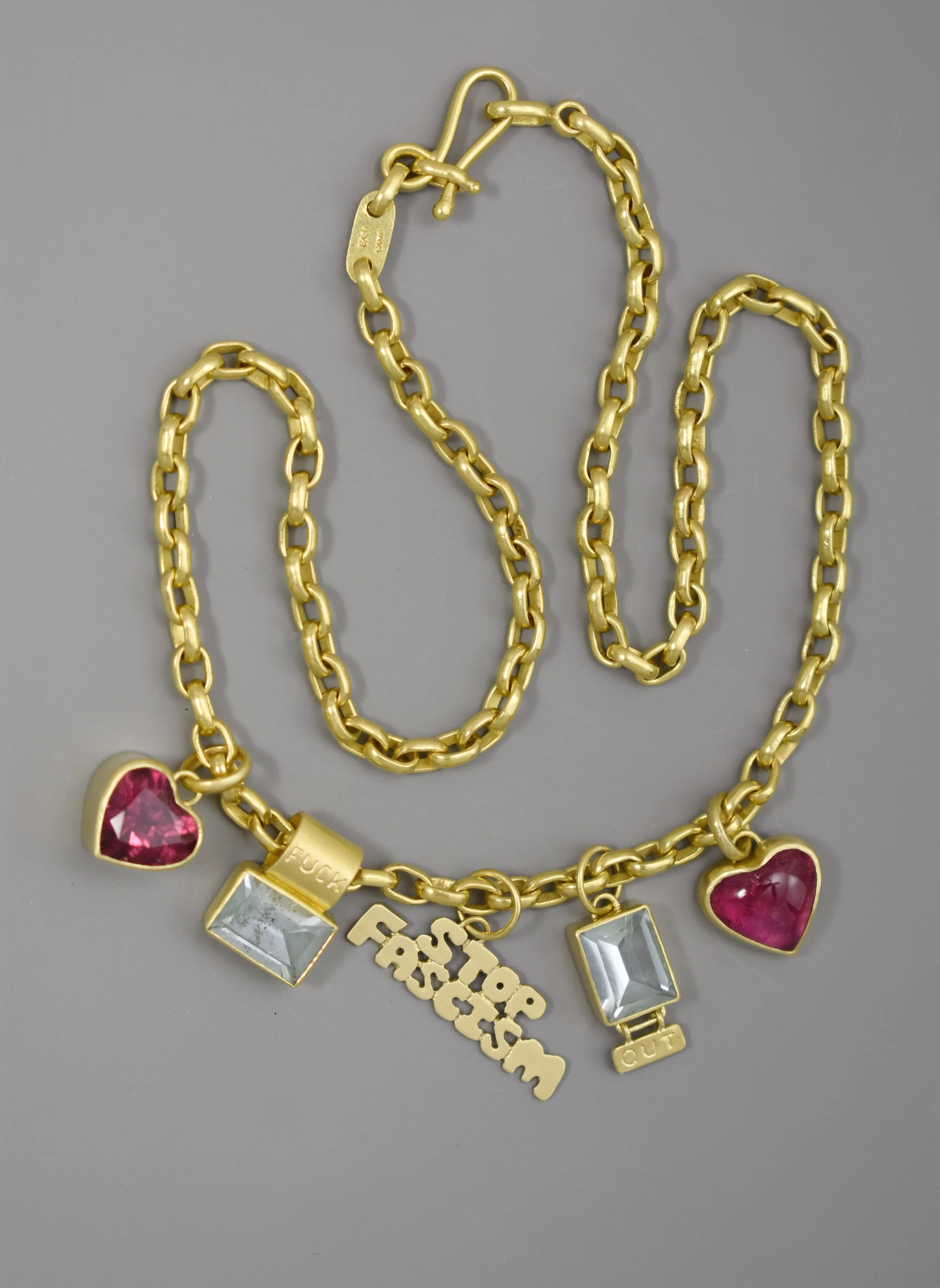 Love Over Hate Pendants, 18k gold