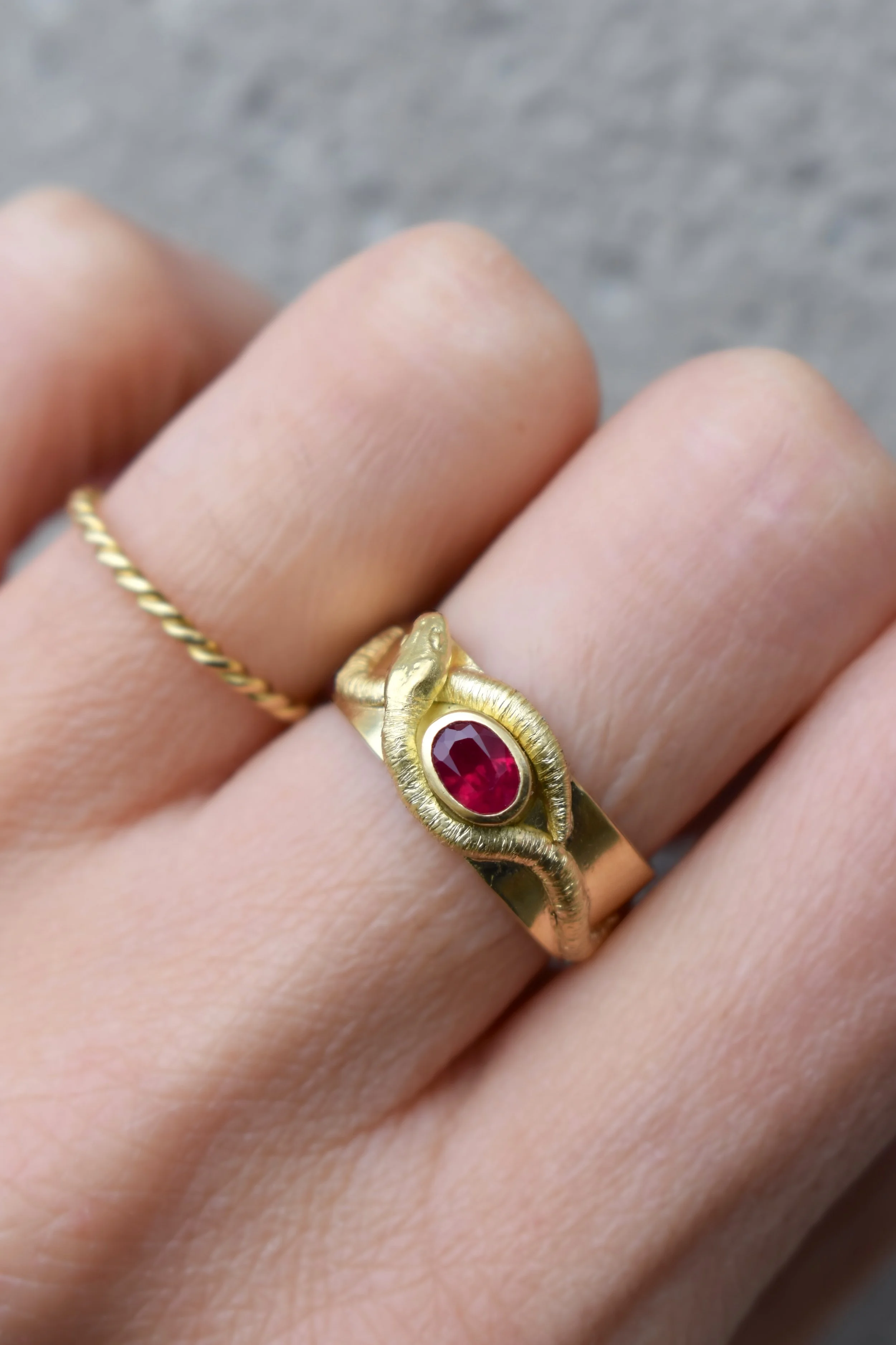 Lunar New Year: Ruby Snake Wide Band Ring