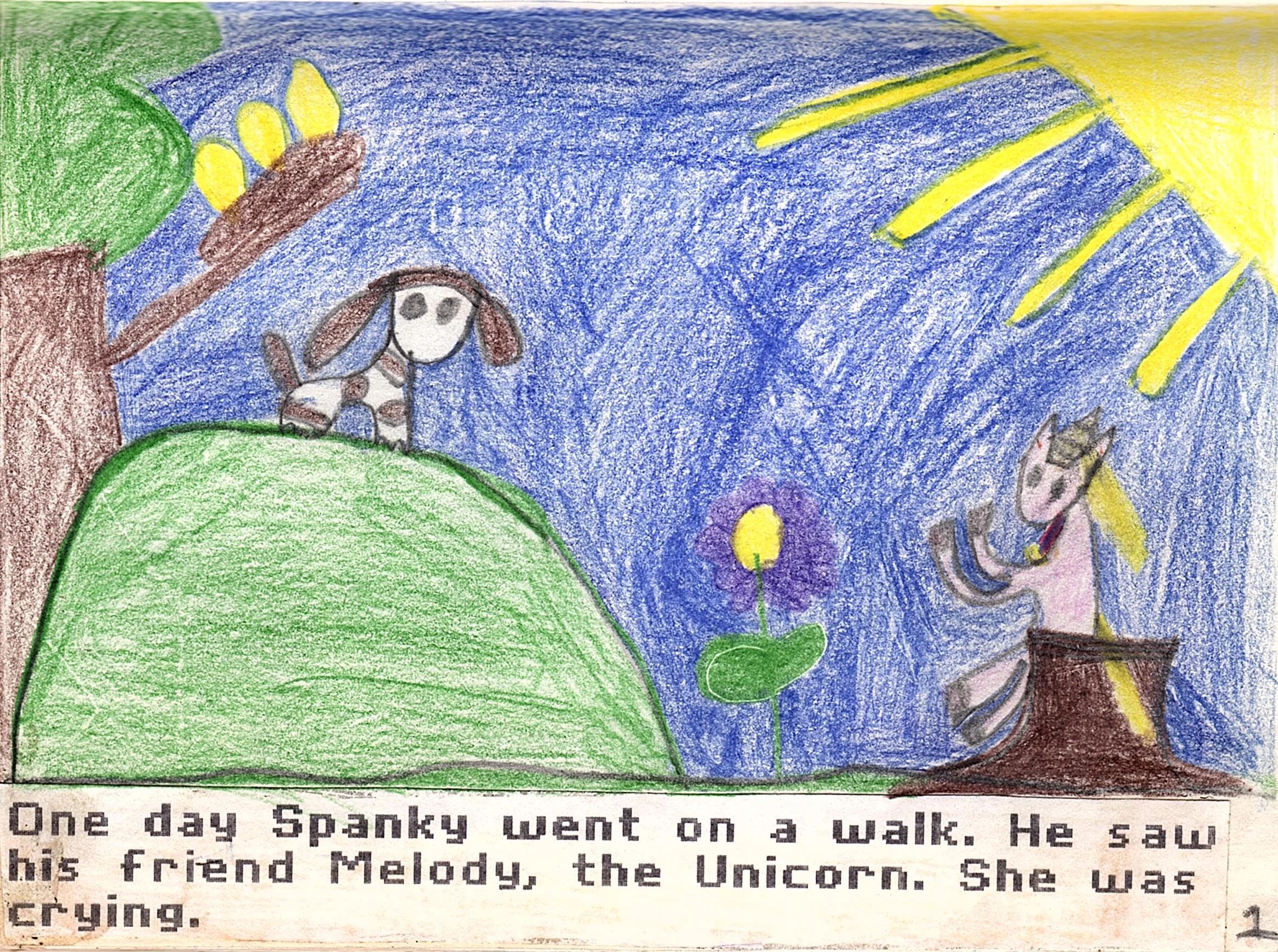 You'll notice a pattern of hills, flowers, and side-suns throughout. Those were my artistic specialty!