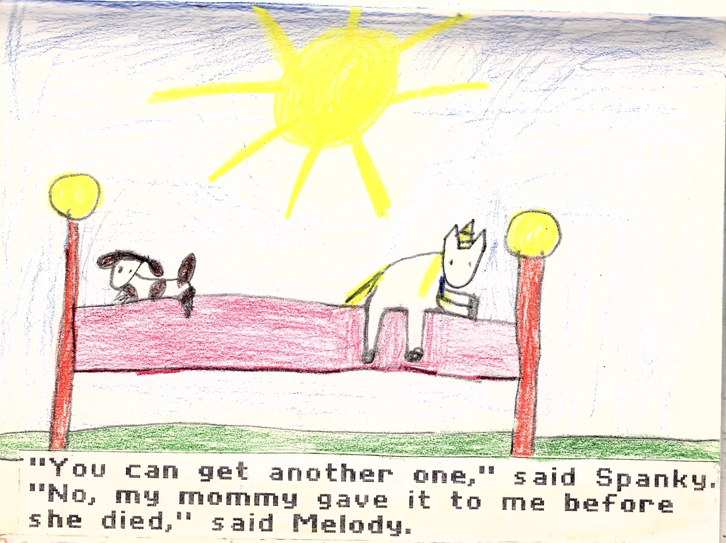 Yikes. I certainly went dark and sad here for an eight year old. I guess that hasn't changed much. But why the bed?