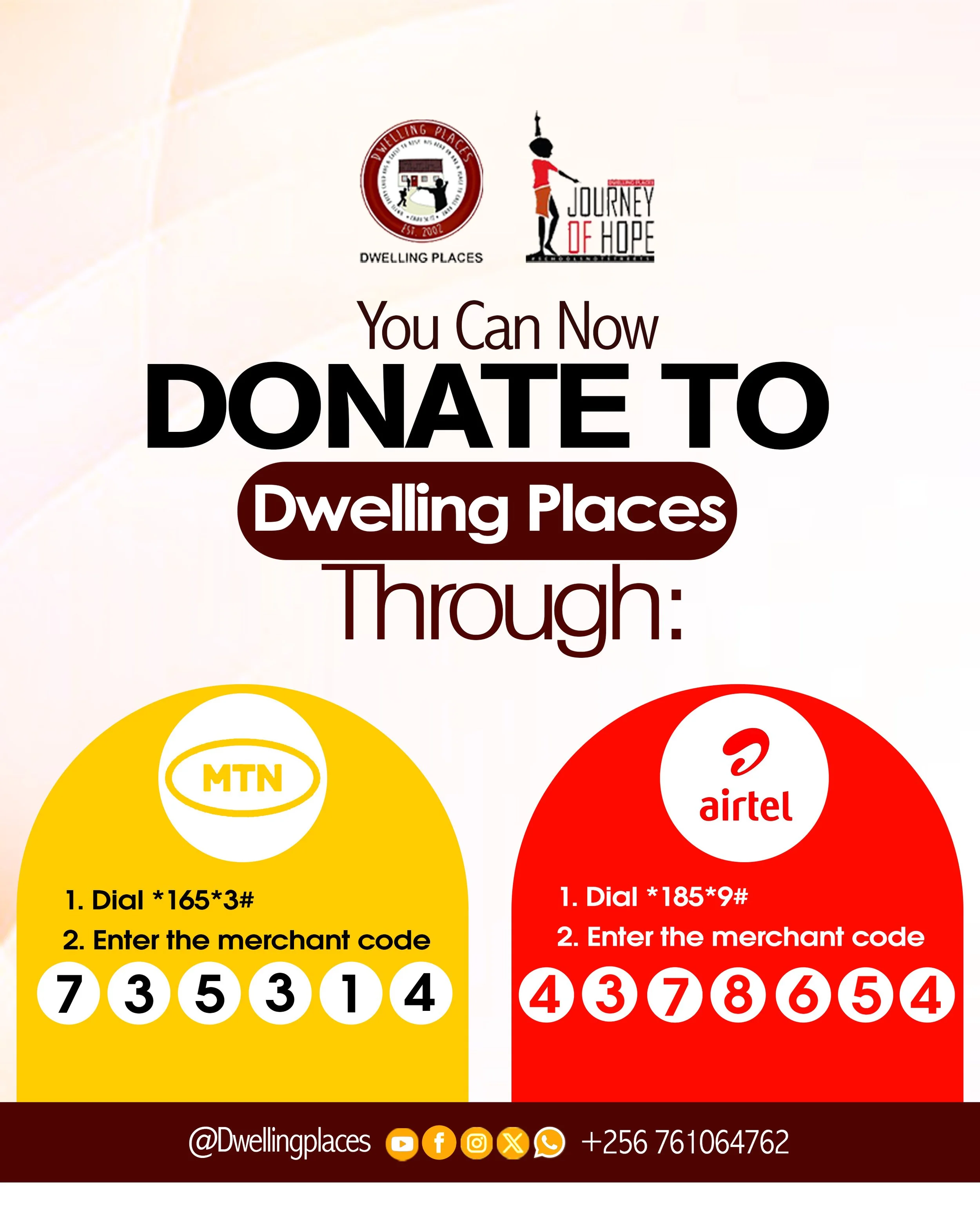 Original Dwelling Places MTN and Airtel mobile money donation instructions