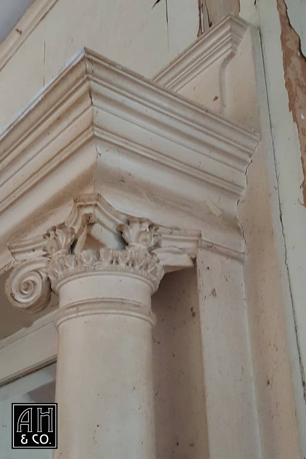 MISSING  IONIC COLUMN ELEMENT WAITING TO BE REPAIRED