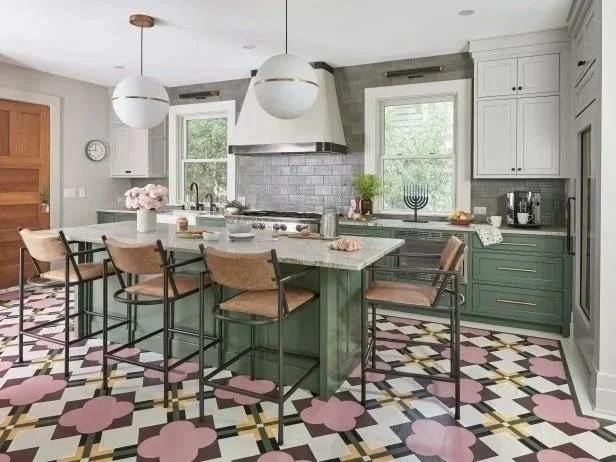 Custom Stenciled Kitchen Floor