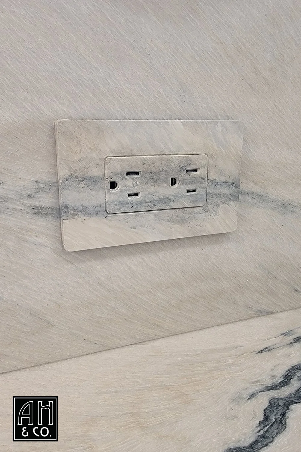 CUSTOM PAINTED MARBLE BACKSPLASH OUTLET COVER