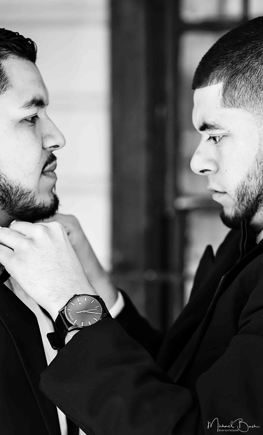 Wedding-Details-Groom-Fort Worth-b&w-Getting Ready-bestman-fix-love.jpg