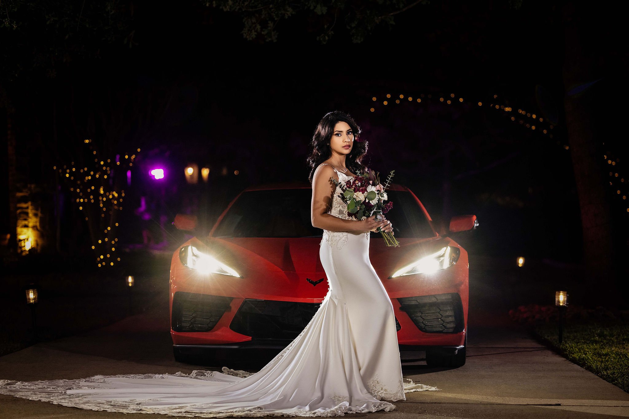 Dallas bride - bride and corvette - dark - moody.jpg