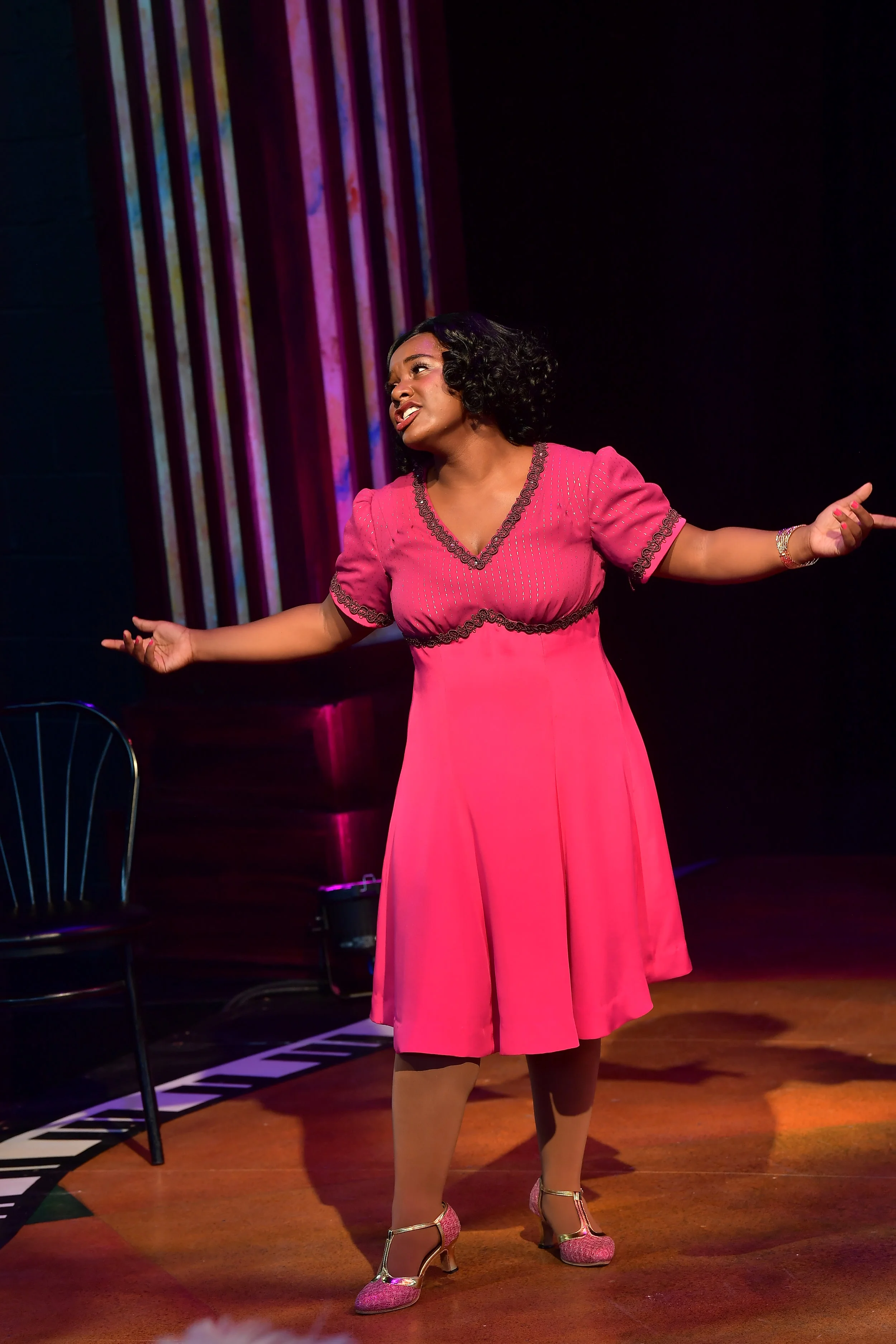  Here is a view of the dress without the bolero.&nbsp; Photograph by Porthouse Theatre. 