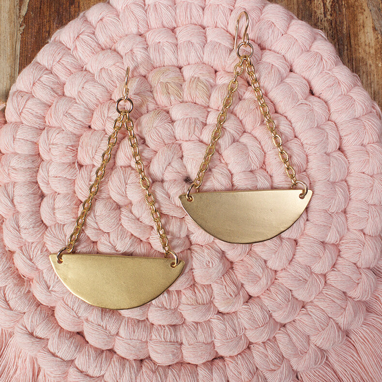 Gold Semi-Circle Statement Earrings