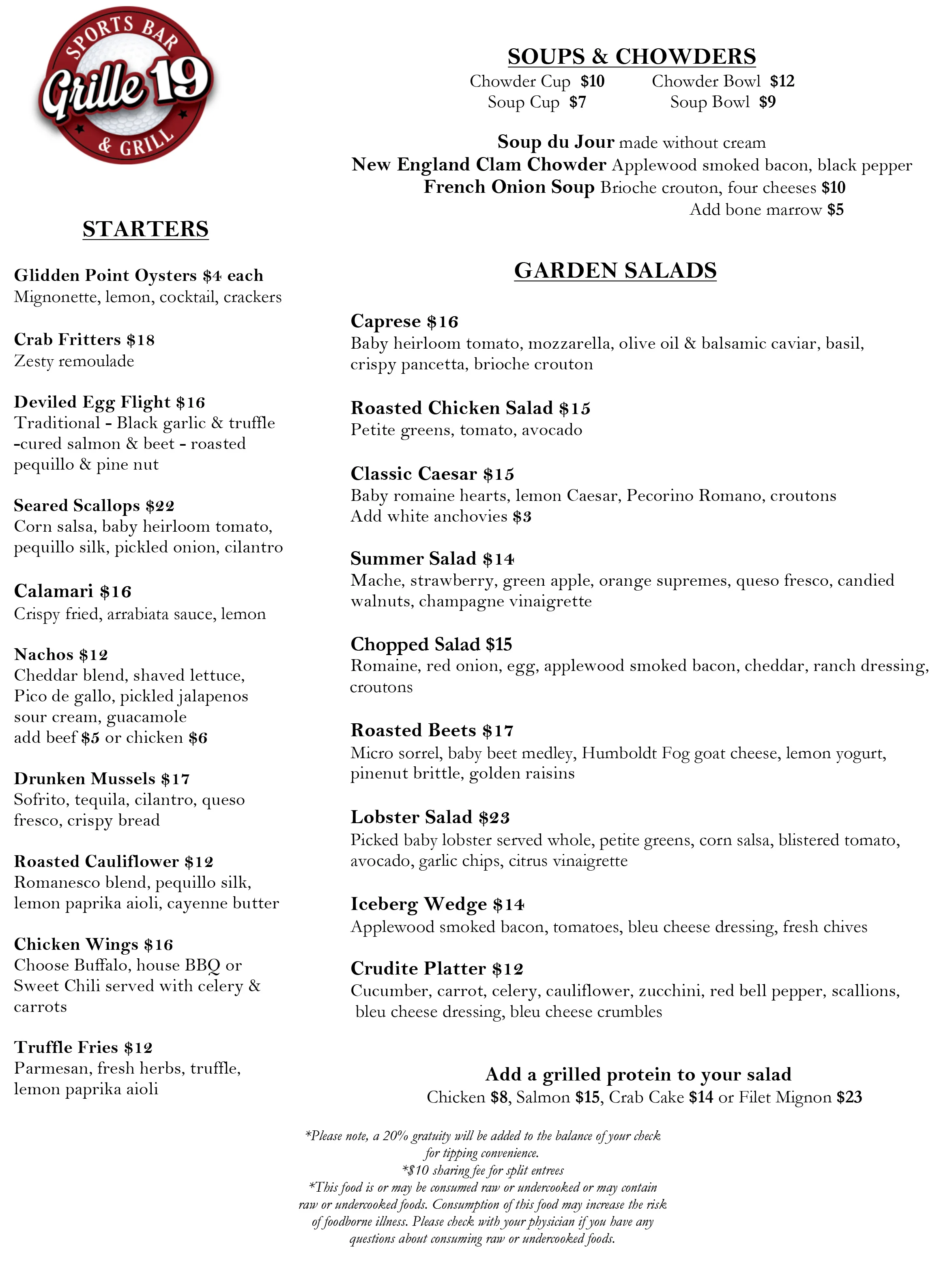 Copy of Bar & Grill Menu — Paul's SteakhouseMenu