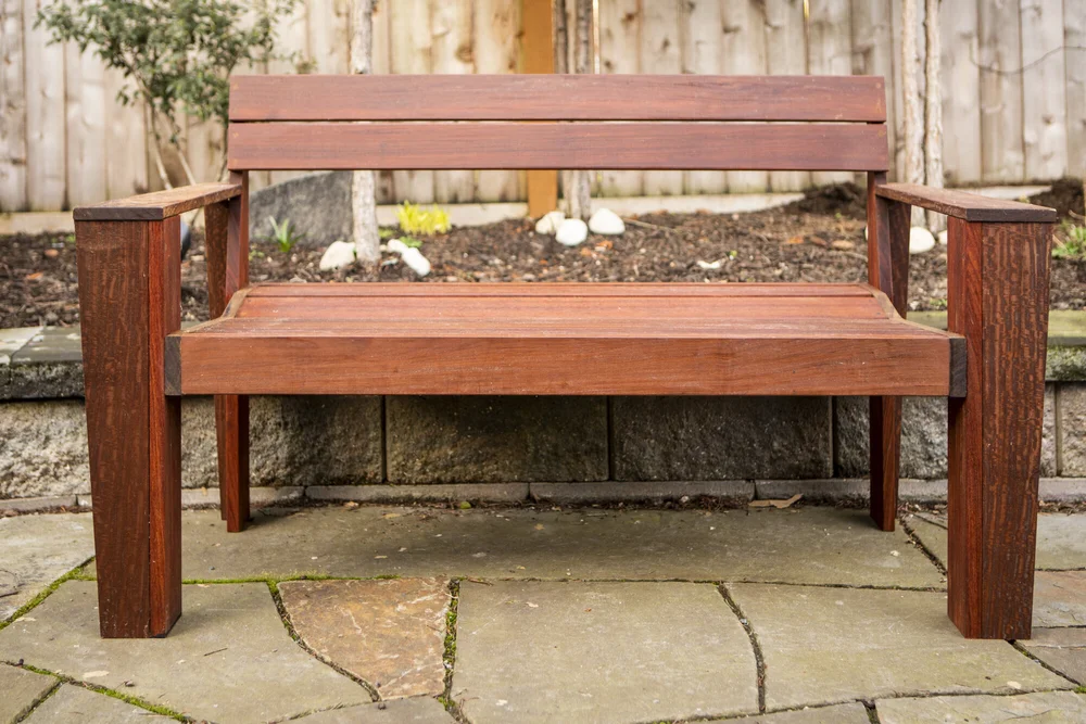 Custom designed and built Ipe Outdoor Bench with Arms — Matheson Woodwork