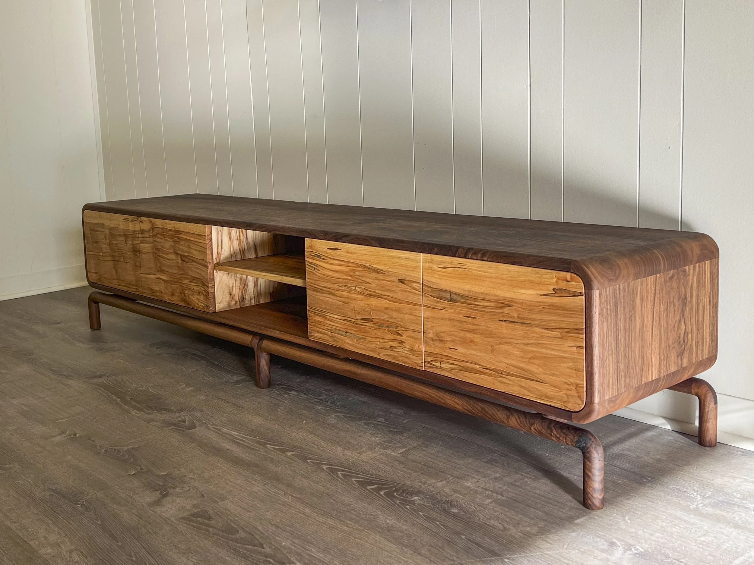 Modern Media Console (Pictured in Walnut and Ambrosia Maple)