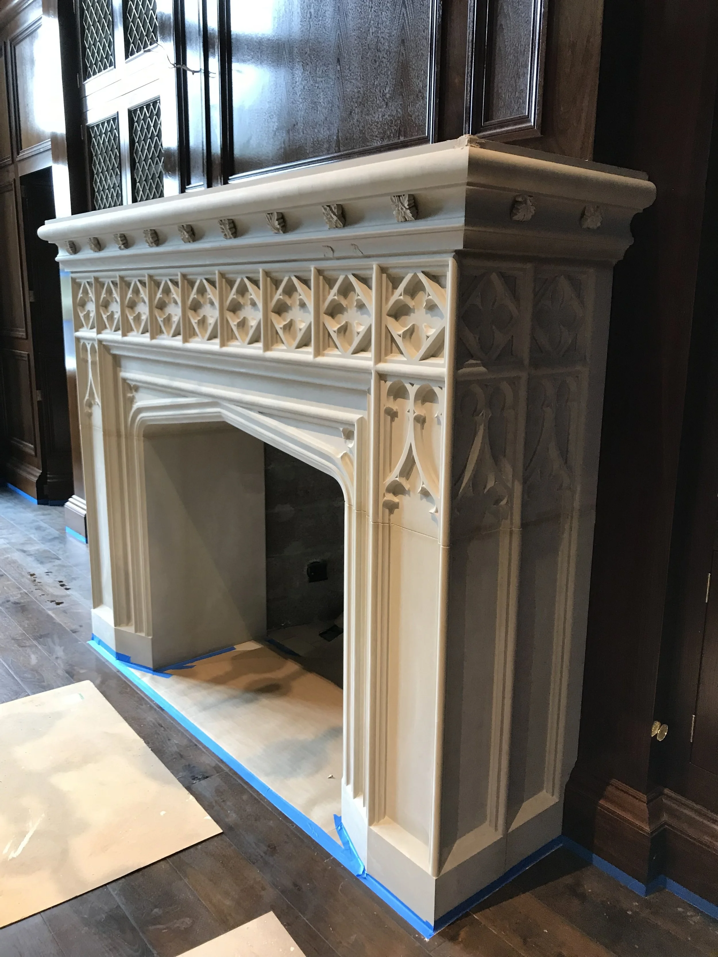 Chateau Limestone Fireplace