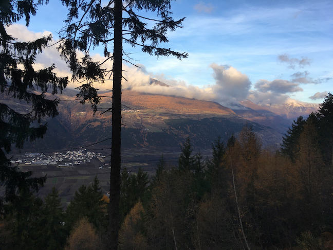 Sunset over the town of Eyrs/Oris, where my host's construction company is located.