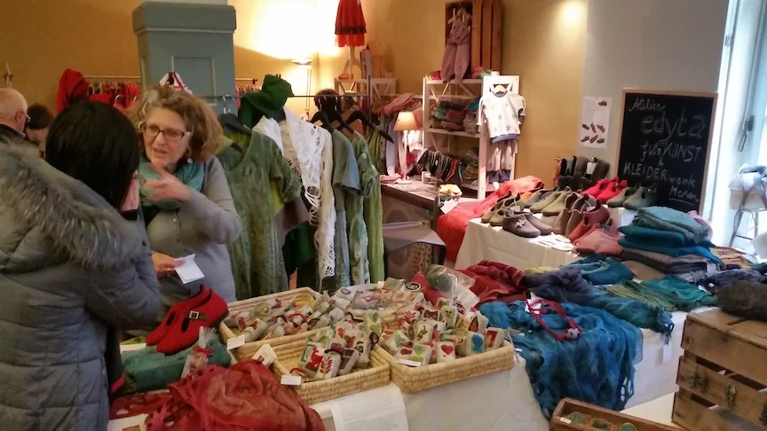 Edyta selling her felt products.