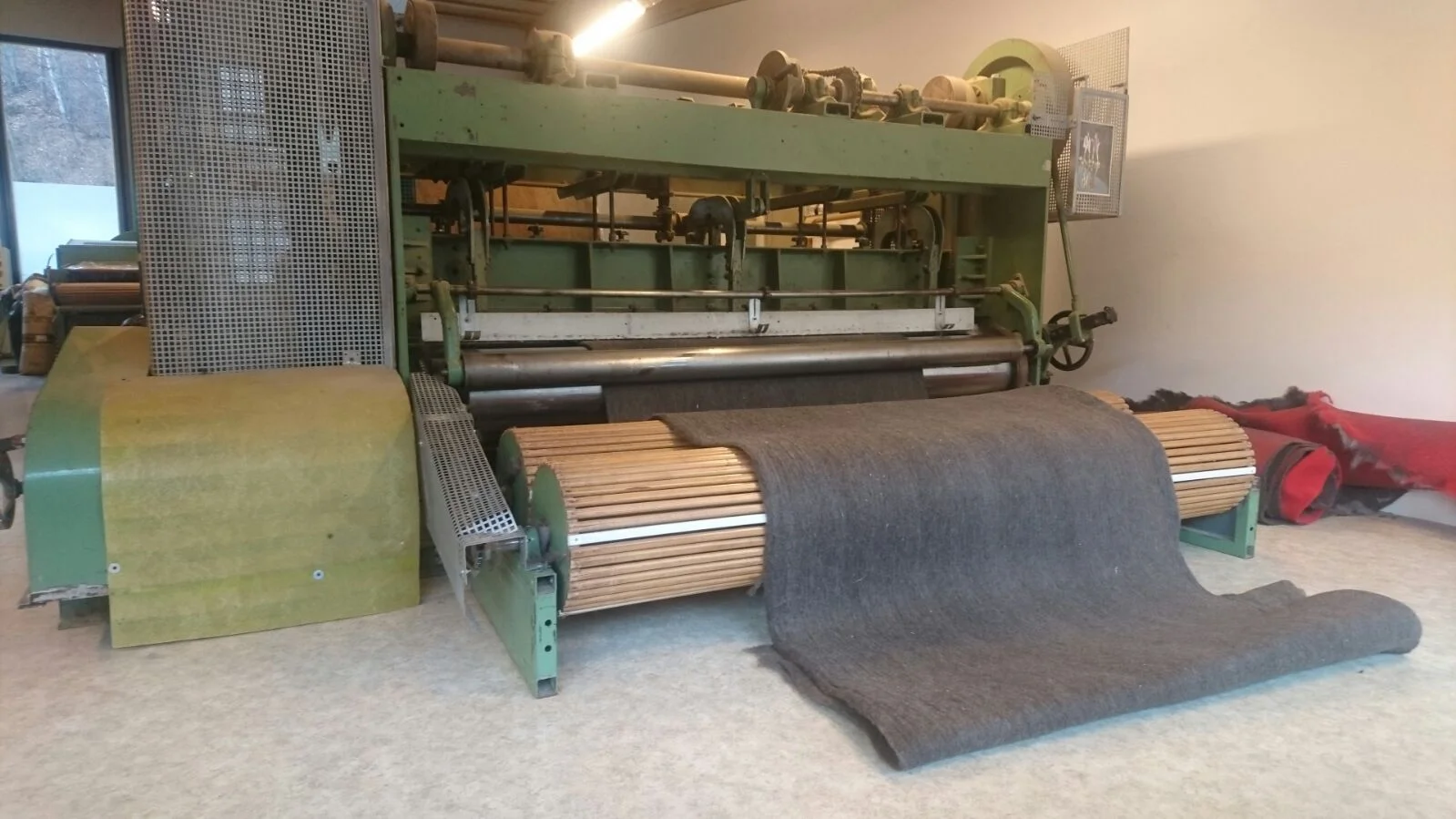 Visiting my host's wool company B ergauf in the valley Ulten. These industrial felting machines are about 50 years old and are used to make shoes, bags, upholstered goods and other home products.