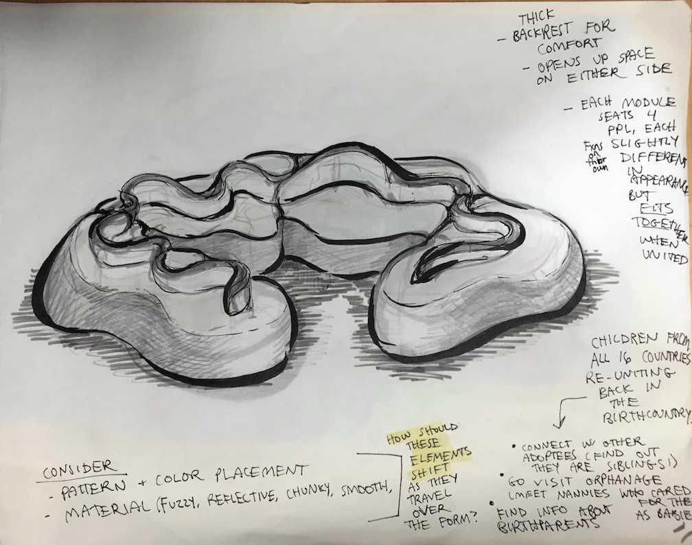 Initial sketches for the seating