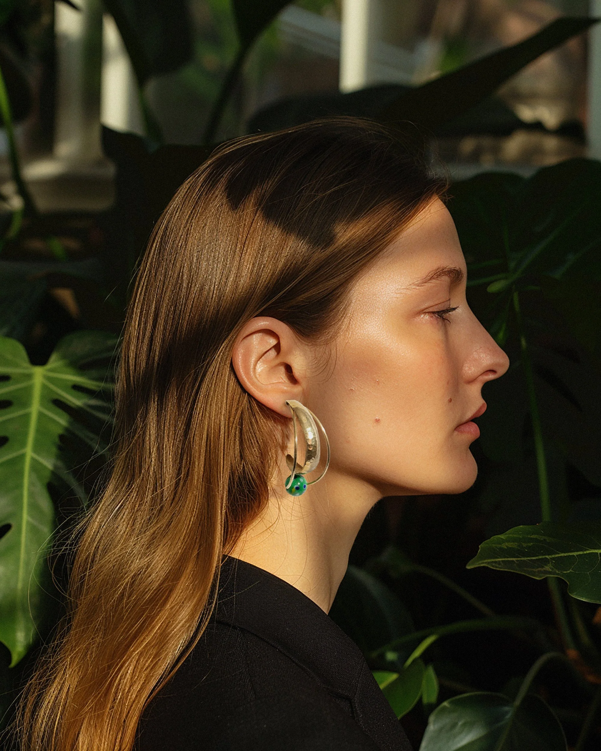 pique earring in green on model greenhouse copy.jpg