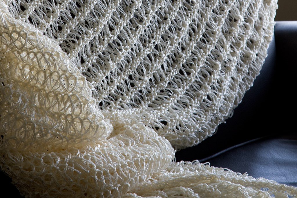 Interlock Loop Throw
Japanese Silk Hand-knitted
40” x 100”