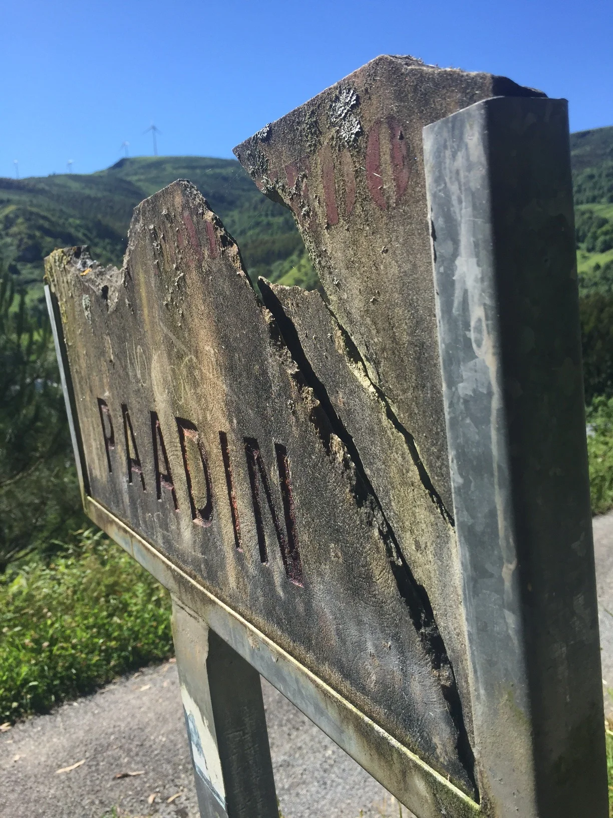 Sign for village that wasn't there