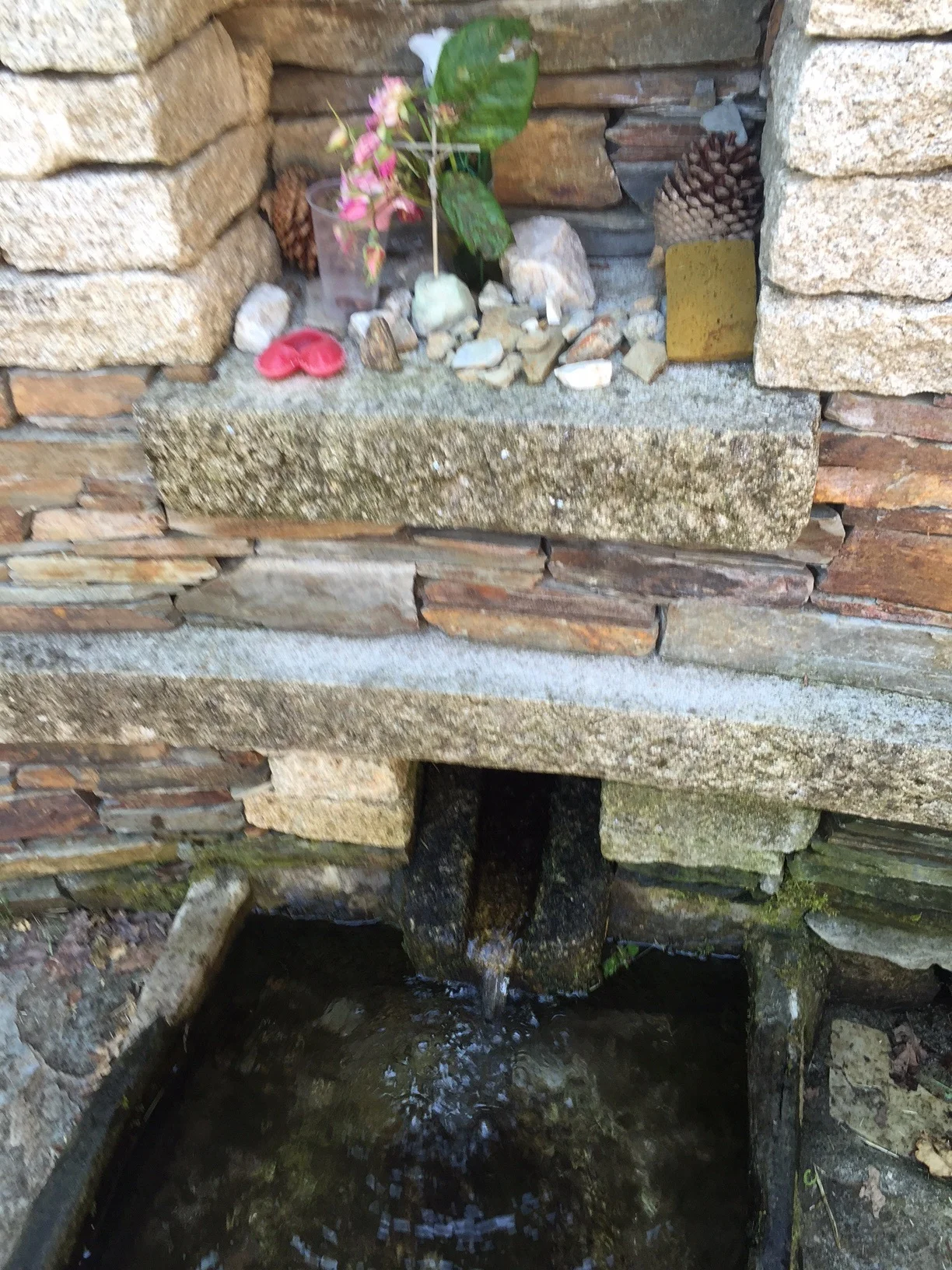 A spring with impromptu shrine