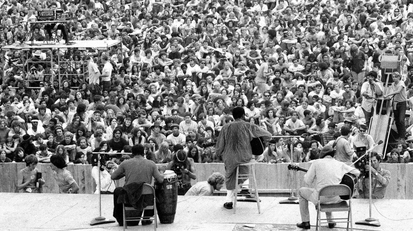 RIchie Havens singing "Freedom" at Woodstock