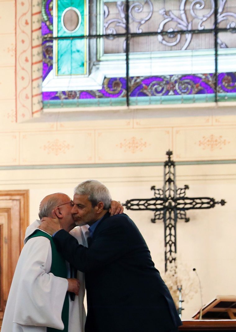 Priest and Imam at funeral of Fr Jacques Hamel