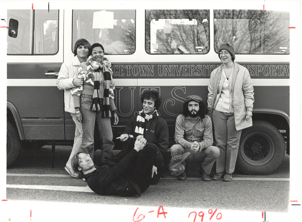 That's me on my back with the GUTS bus system I started at Georgetown.