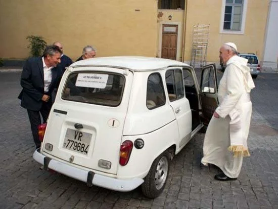 Pope Francis with his 20 year old Fiat.