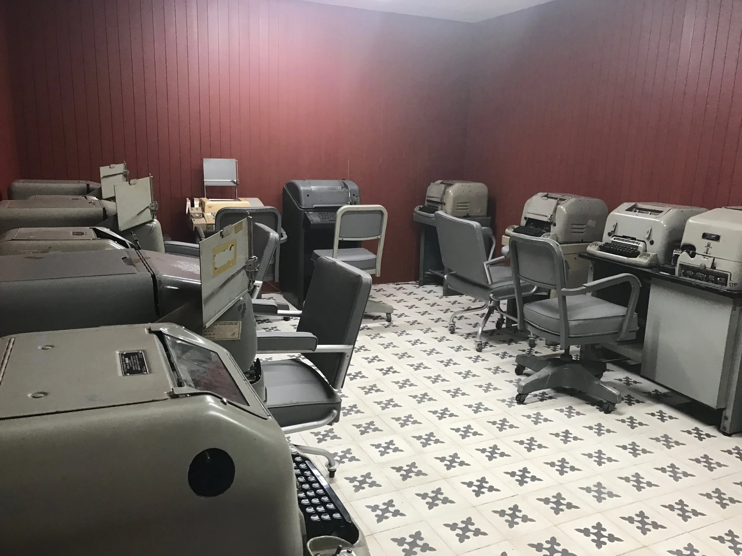 Teletype room in bunker