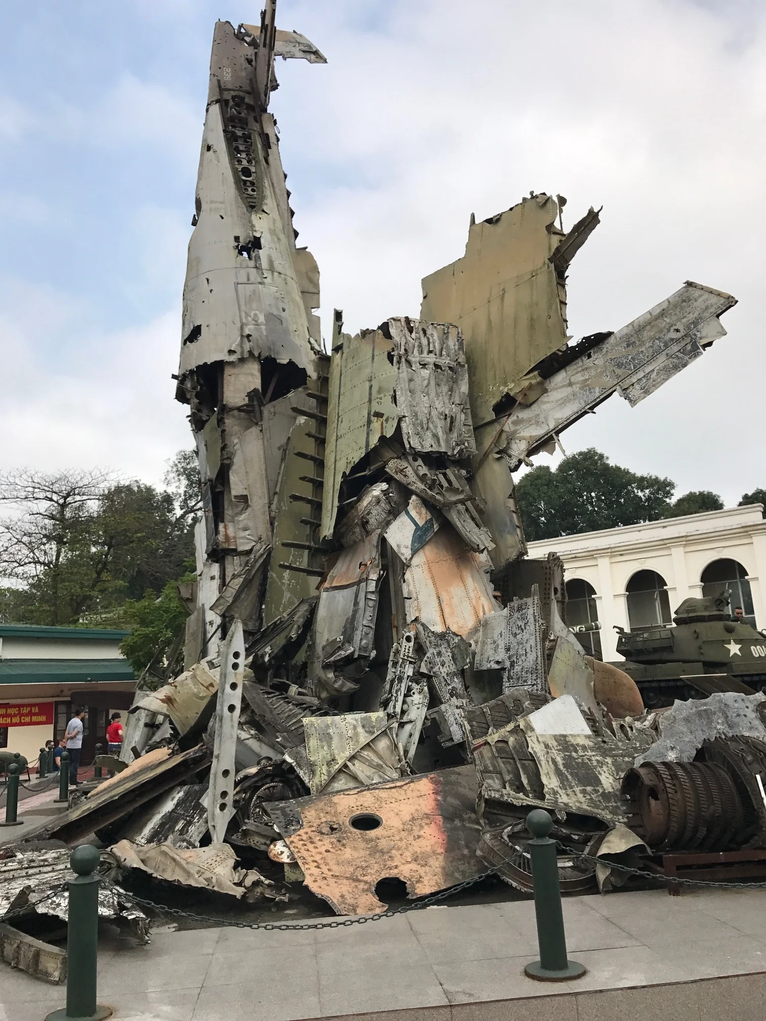 Scupture of plane parts from planes shot down during the war