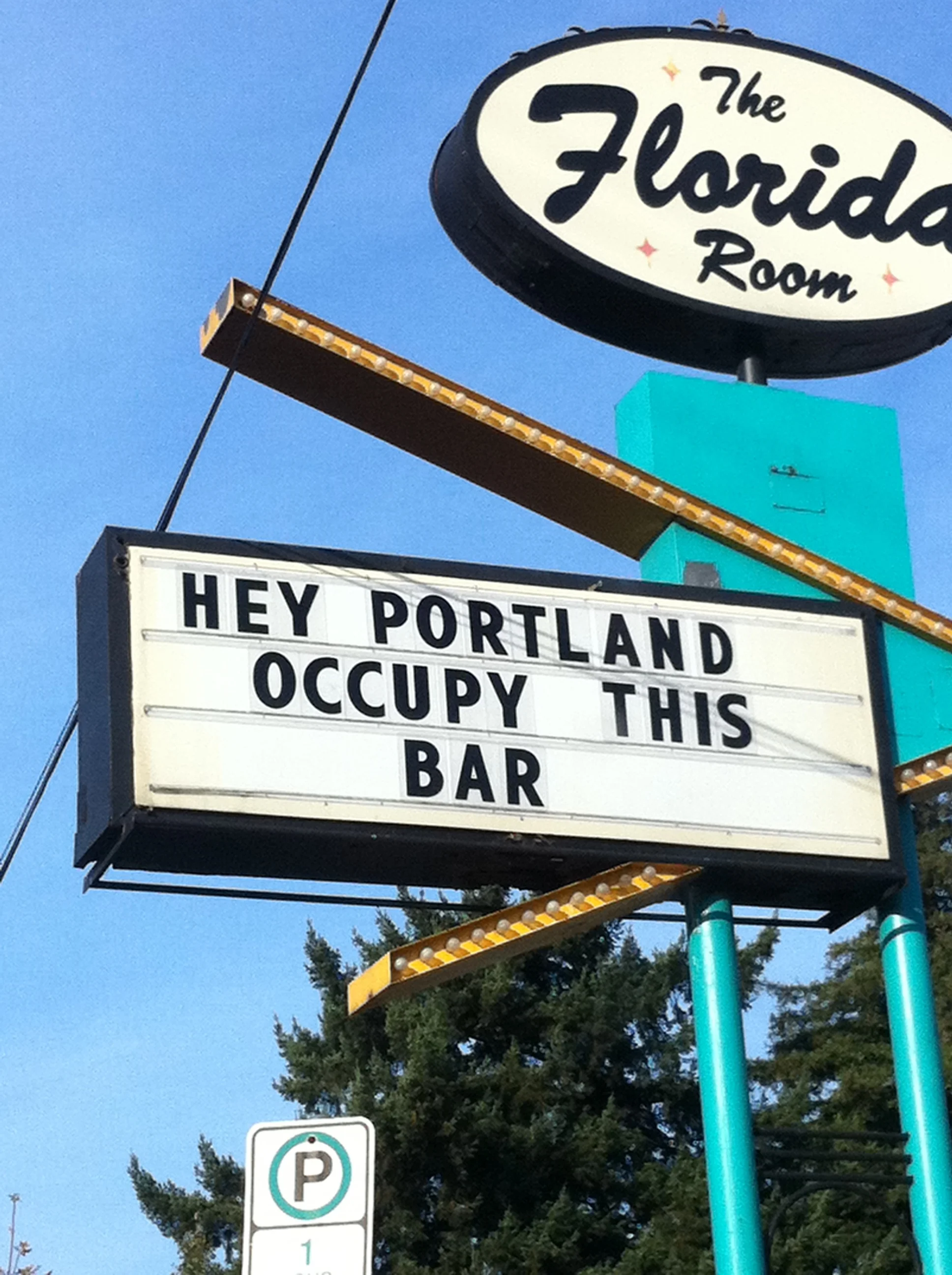 Sign outside Portland Bar. 2011