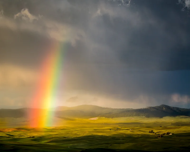 Rainbow over the farm fields of Palouse