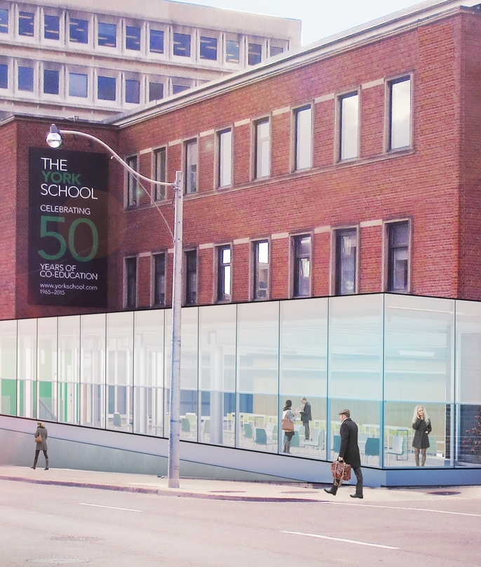 In September 2017, the former front of the school will house York Cafe + Lounge.