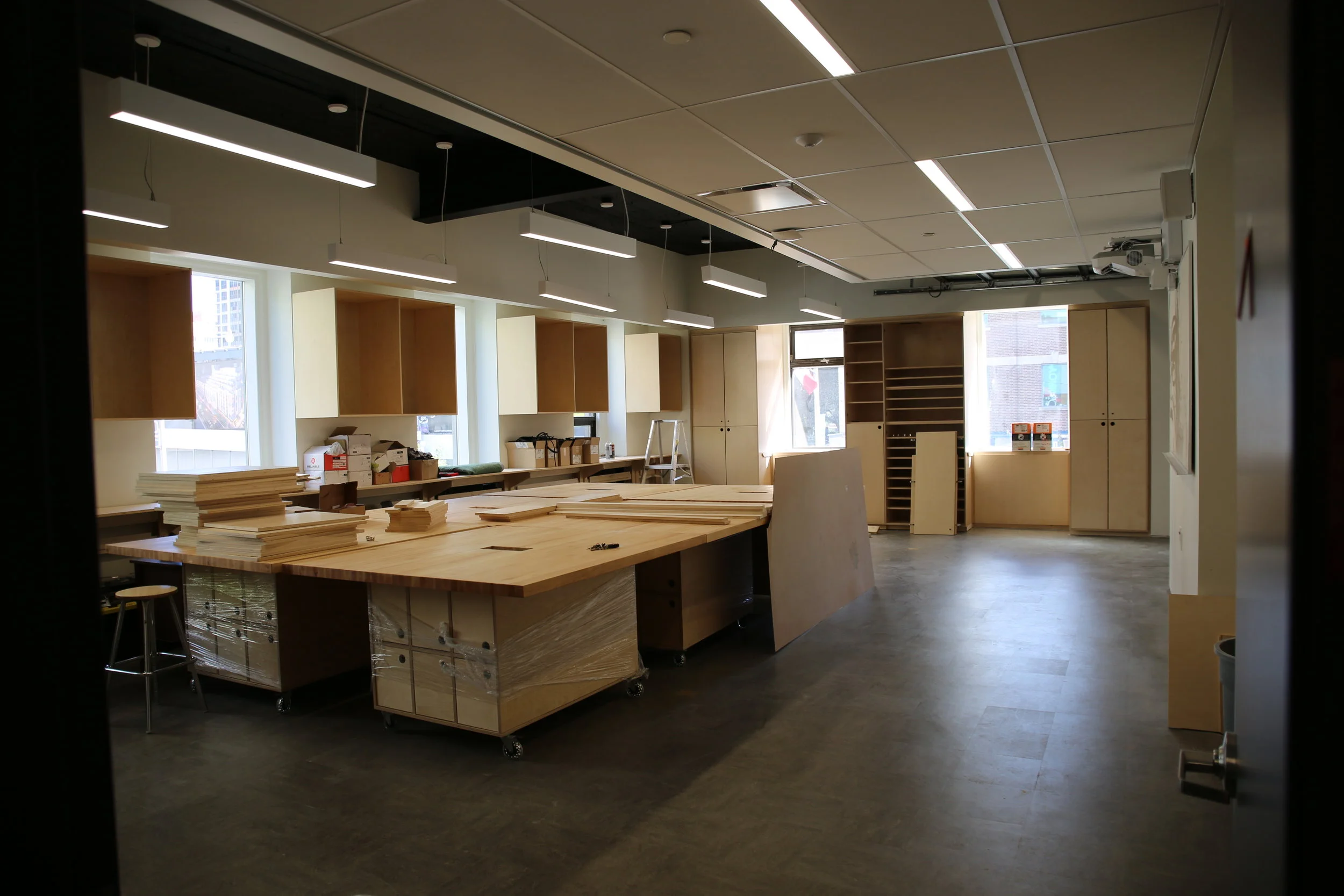 The Design/Tech Schad Lab getting finishing touches before students arrive.