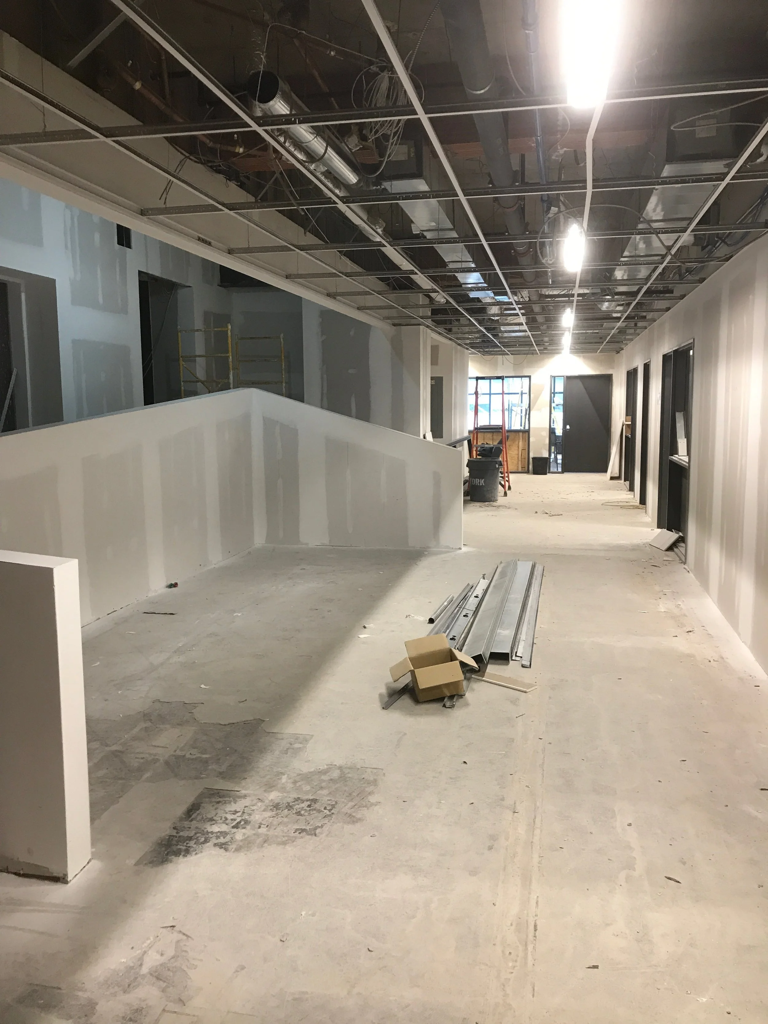 On the second floor, our IB Science Labs are quickly taking shape. Outside, cafe seating will be installed to allow small student groups to work collaboratively and socialize.