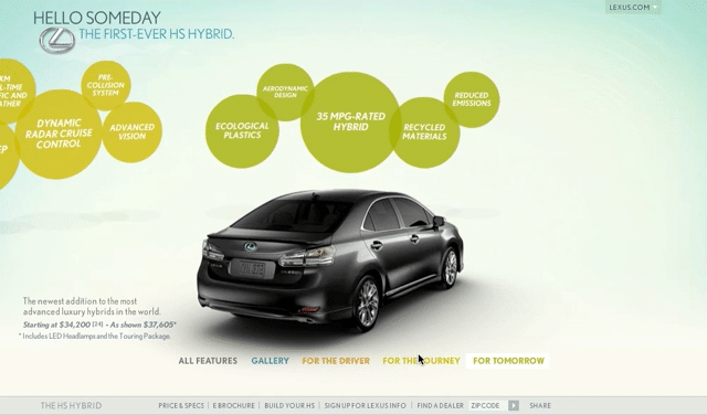 Lexus HS Launch Site with Custom Demo Builder-high.gif