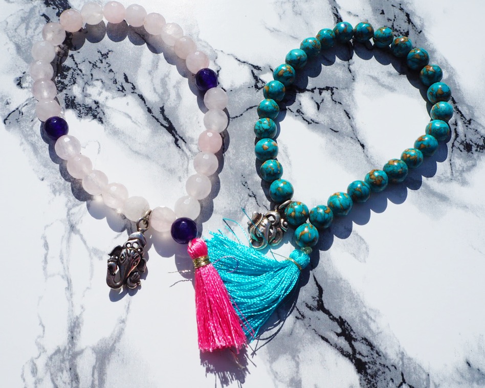 Rosequartz Ganesha bracelet & Turquoise Ganesha bracelet from Soul & Jewels