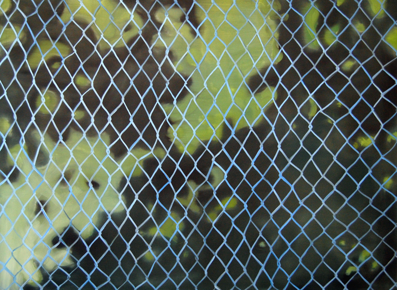 Aglaé Bassens.  Dappled Fence.  Oil on canvas. 40 x 54 in.