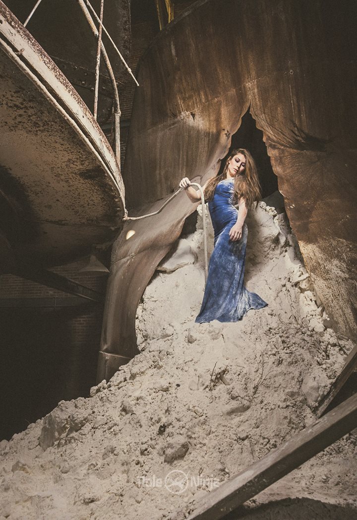 Amanda Rose in what might be a pile of limestone dust