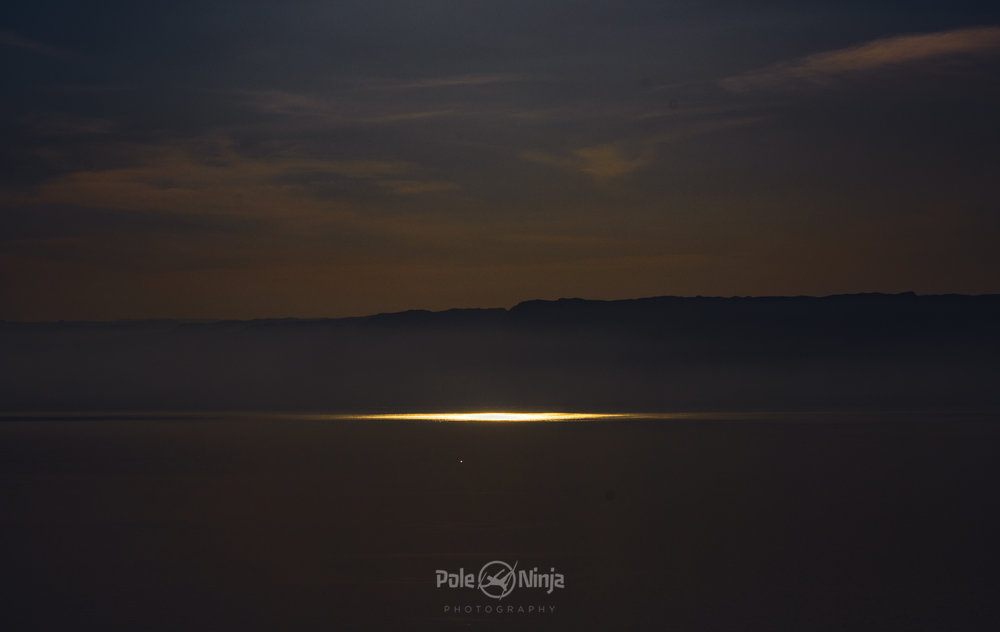  And the Dead Sea, reflecting the sun, as we race toward the sea before sunset 