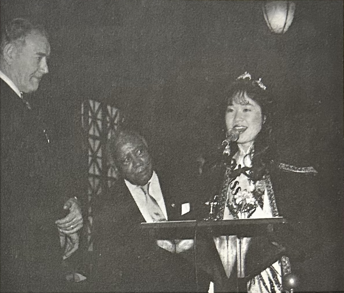 Addressing the City Council while Councilman Lindsay takes a peek.