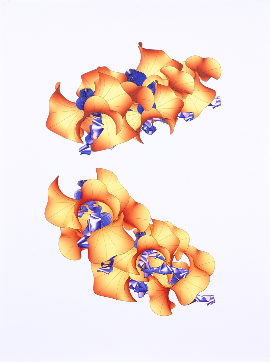  Wavy Enneper: Orange, Yellow and Blue, 2011 Digital inkjet print on fine art paper 24" x 18" Edition 2/6, Edition of 6 + 2 AP   