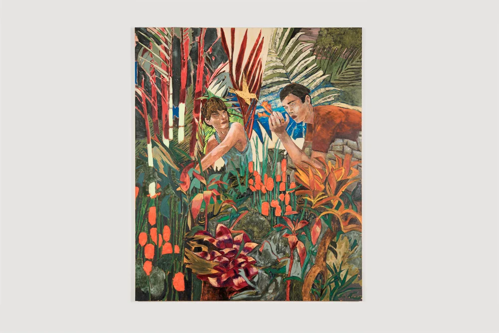 Hernan Bas the hummingbird feeders 2016 Acrylic and enamel on linen 72 x 60 inches
