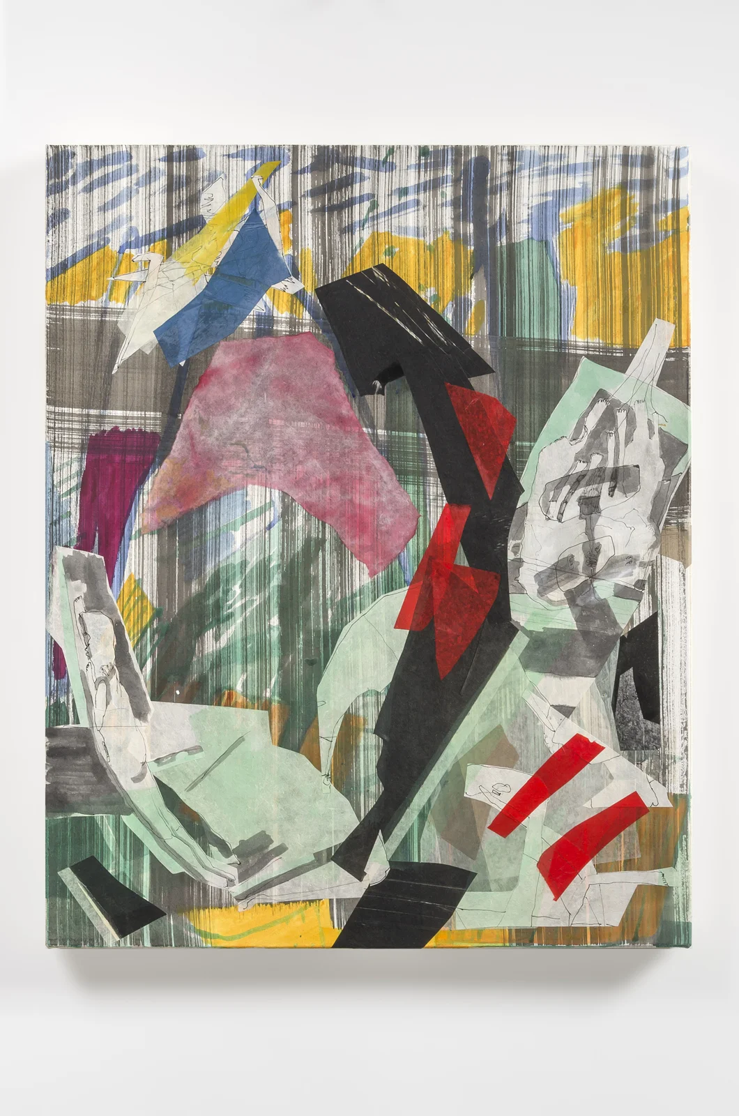 Rampling, 2016 Acrylic and collage on paper mounted on canvas 30 x 24 inches