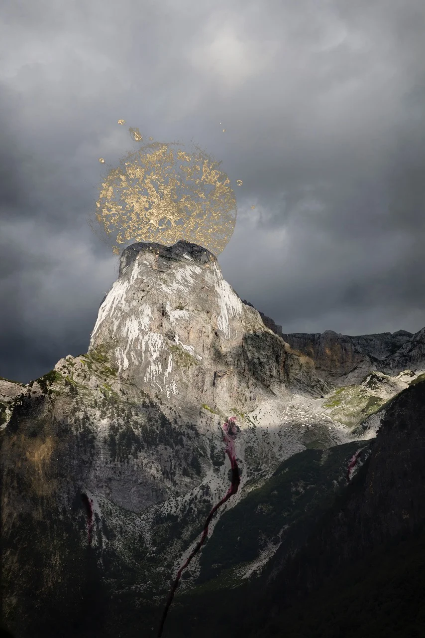  &nbsp;Transmutation 2, (Gold Dome), 2018 Chromogenic print with mixed media; moon gold (22 carat) and palladium leaf applied to surface 87 x 58 inches Edition of 6 